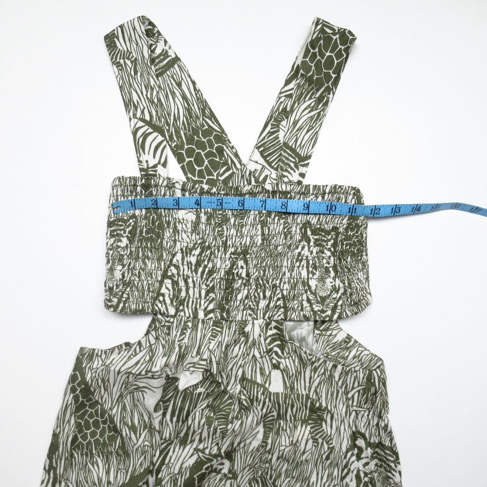 By Anthropologie Piper Square-Neck Smocked Cut-Out Mini Dress Moss Green Bandeau - Picture 6 of 10